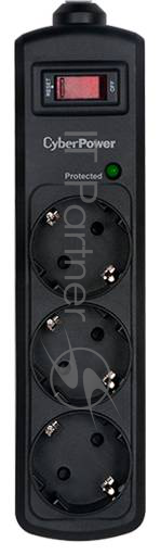 CyberPower Сетевой Фильтр B0310SA0-DE_B, 3 розетки, 1 метр, чёрный.
