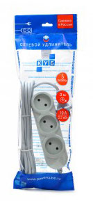 Сетевой удлинитель Powercube PC-Y-1-05-1,5 1.5м (5 розеток) серый (пакет ПЭ)