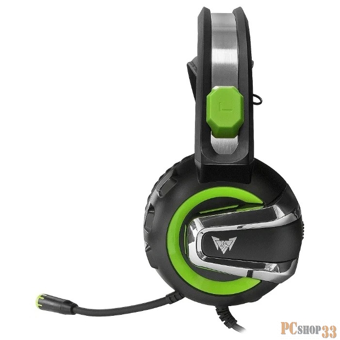 CROWN CMGH-3002 Black&green (Подключение jack 3.5мм 4pin + адаптер 2*jack spk+mic + USB для подсветки,Частотныи? диапазон: 20Гц-20,000 Гц ,Кабель 3.2м