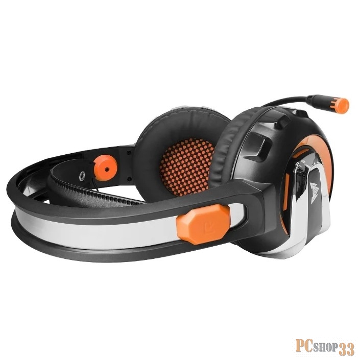 CROWN CMGH-3003 Black&orange (Подключение jack 3.5мм 4pin + адаптер 2*jack spk+mic + USB для подсветки,Частотныи? диапазон: 20Гц-20,000 Гц ,Кабель 3.2