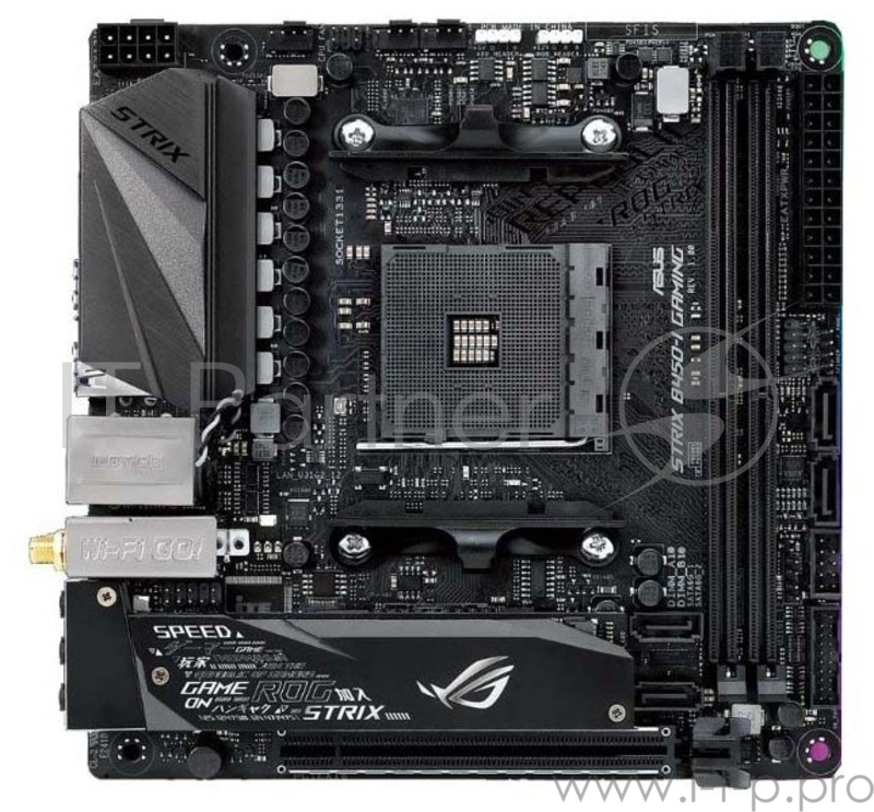 Материнская плата ROG STRIX B450-I GAMING материнская плата форм-фактора mini-ITX сокет AM4 чипсет AMD B450 2 слота DDR4 DIMM, 2133-3600 МГц разъемы SATA: 6 Гбит/с - 4 Wi-Fi 802.11ac, Bluetooth, RTL {6}