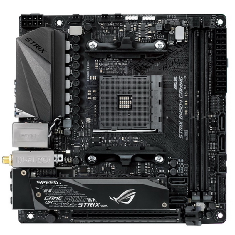 Материнская плата ROG STRIX B450-I GAMING материнская плата форм-фактора mini-ITX сокет AM4 чипсет AMD B450 2 слота DDR4 DIMM, 2133-3600 МГц разъемы SATA: 6 Гбит/с - 4 Wi-Fi 802.11ac, Bluetooth, RTL {6}