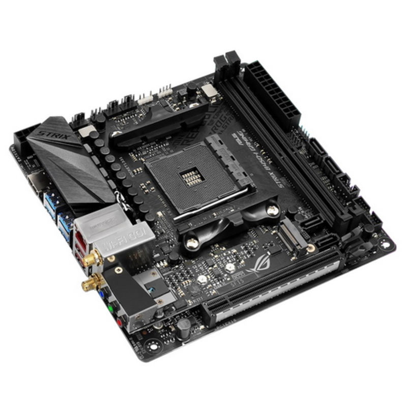 Материнская плата ROG STRIX B450-I GAMING материнская плата форм-фактора mini-ITX сокет AM4 чипсет AMD B450 2 слота DDR4 DIMM, 2133-3600 МГц разъемы SATA: 6 Гбит/с - 4 Wi-Fi 802.11ac, Bluetooth, RTL {6}