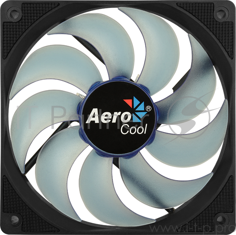 Вентилятор Aerocool Motion 12 Plus Blue , 120x120x25мм, синяя подсветка, 1200 об/мин, Molex 4-pin + 3-pin, 29.8 CFM, 22.1 дБА, съемная крыльчатка, гид