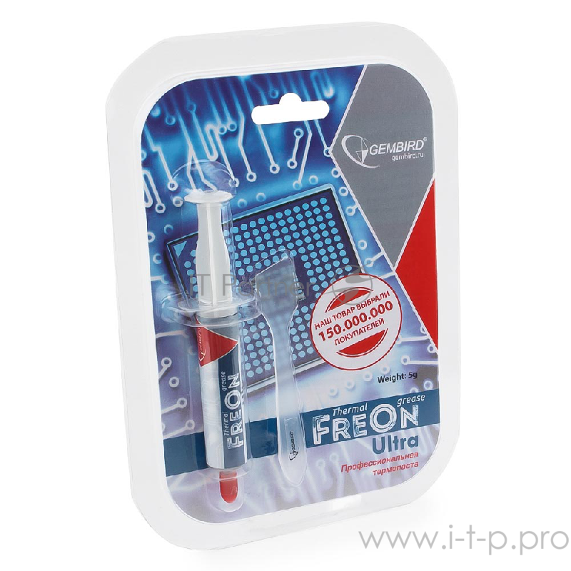 Термо паста Gembird FreOn Ultra GF-21-5 для радиаторов, 5гр, шприц