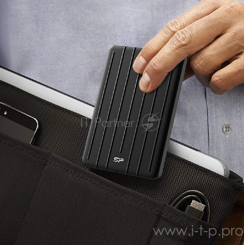 Накопитель External SSD Silicon Power 256Gb Bolt B75 Pro <SP256GBPSD75PSCK> (USB 3.1 Gen2 Type C, 520/450Mbs, противоударный MIL-STD 810G, 124х82х12mm, 75g) Black