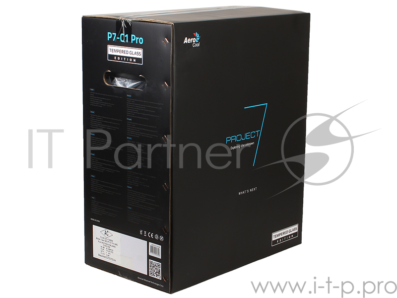 Корпус Aerocool P7-C1 Pro WG , ATX, без БП, закаленное окно, 16,8 млн цветов в 4-х режимах, хаб P7-H1, 3х P7-F12 вент-ра, 2x USB2.0, 2x USB3.0, SD CR.
