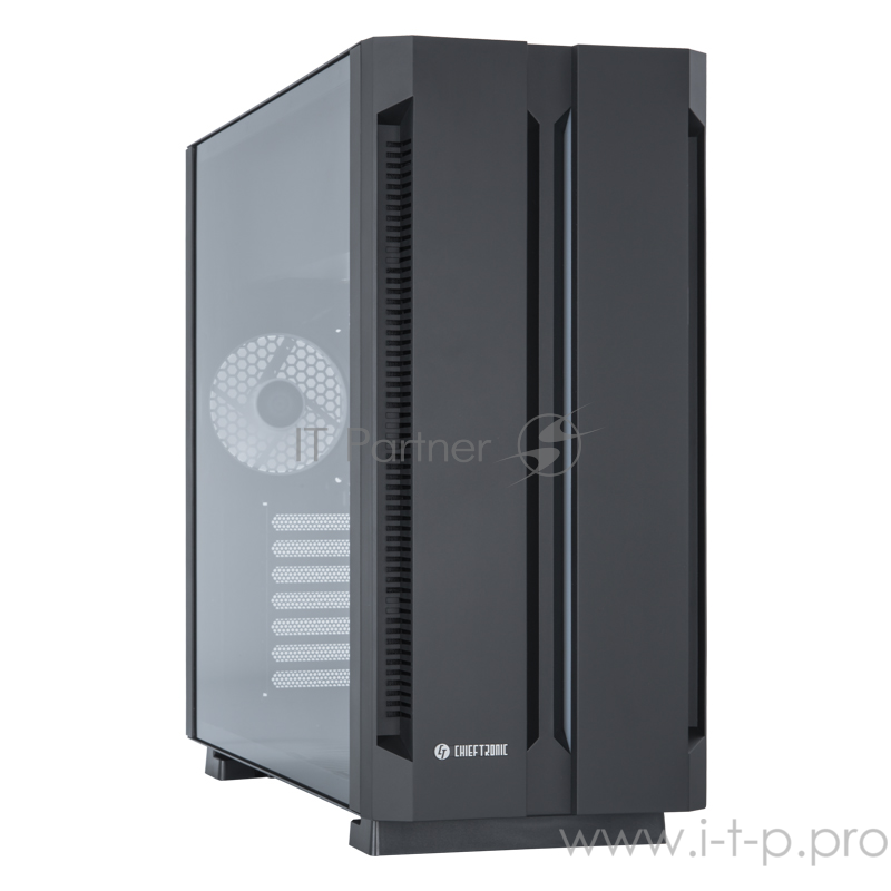 Корпус CHIEFTEC CHIEFTRONIC G1 GR-01B-OP без БП, боковое окно из закаленного стекла, 2xARGB LED STRIPS спереди, 1xARGB LED 120мм ветилятор сзади, Пульт управления RGB, черный, ATX