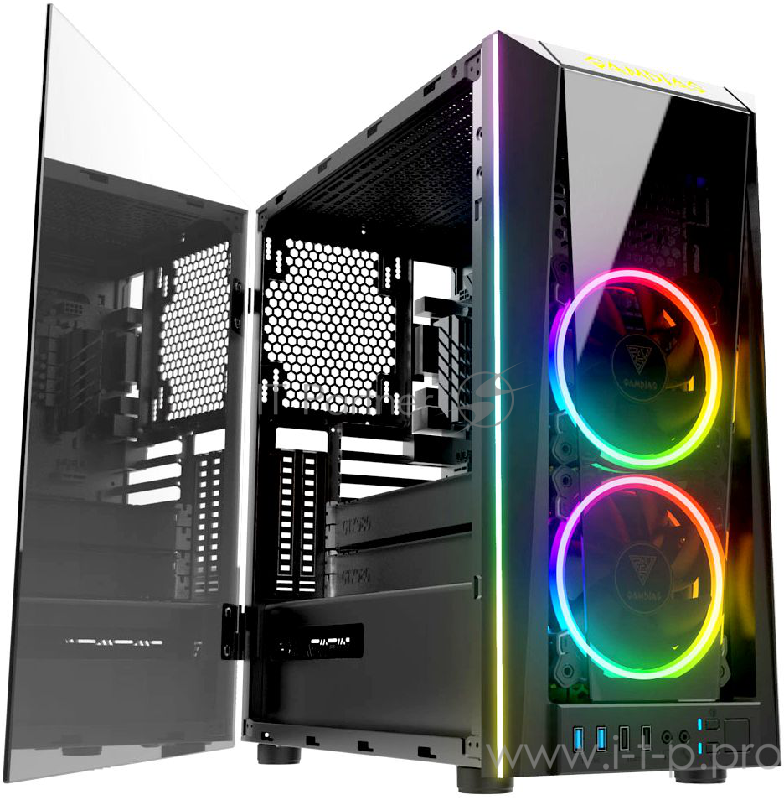 Игровой корпус Gamdias TALOS M1A чёрный (ATX, закаленное стекло, RGB fan 2x120 мм, 2xUSB 3.0, 2xUSB 2.0, HD Audio)