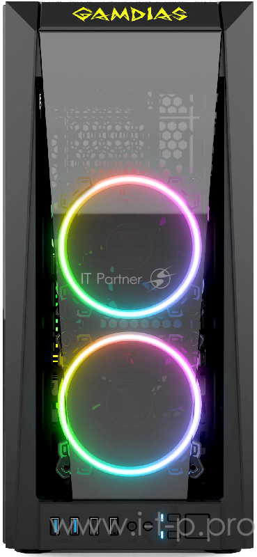 Игровой корпус Gamdias TALOS M1A чёрный (ATX, закаленное стекло, RGB fan 2x120 мм, 2xUSB 3.0, 2xUSB 2.0, HD Audio)