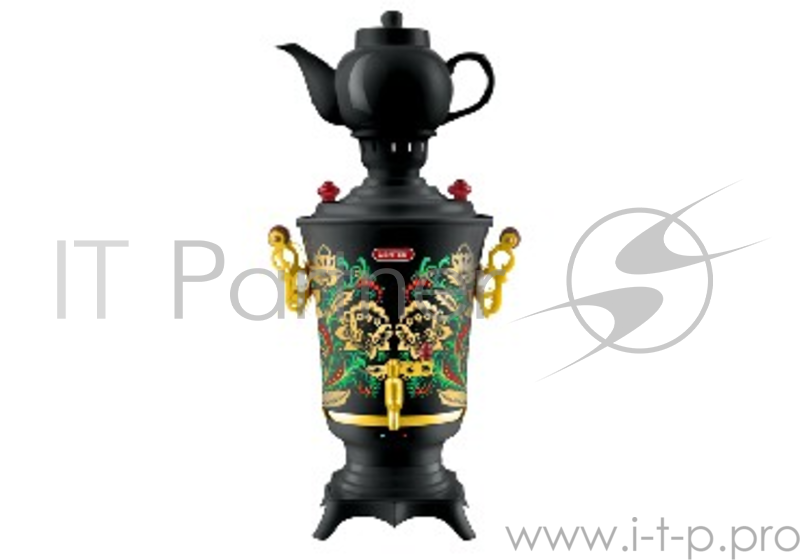 Самовар Centek СТ-0093 (черн хохлома), 4.0л, 2300Вт, поддерж.t + LED индикатор, керам зав