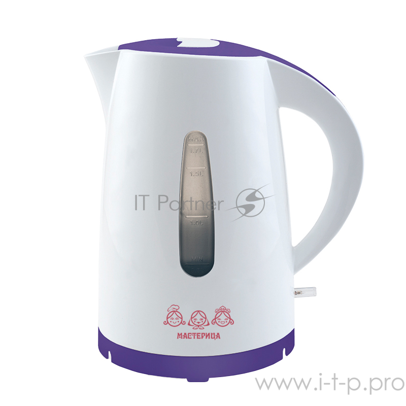 Чайник электрический Мастерица ЕК 1,7-01Р elbet белый/фиолетовый