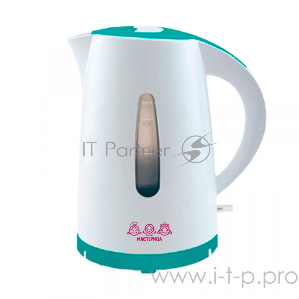 Чайник электрический Мастерица ЕК 1,7-01Р elbet белый/бирюзовый