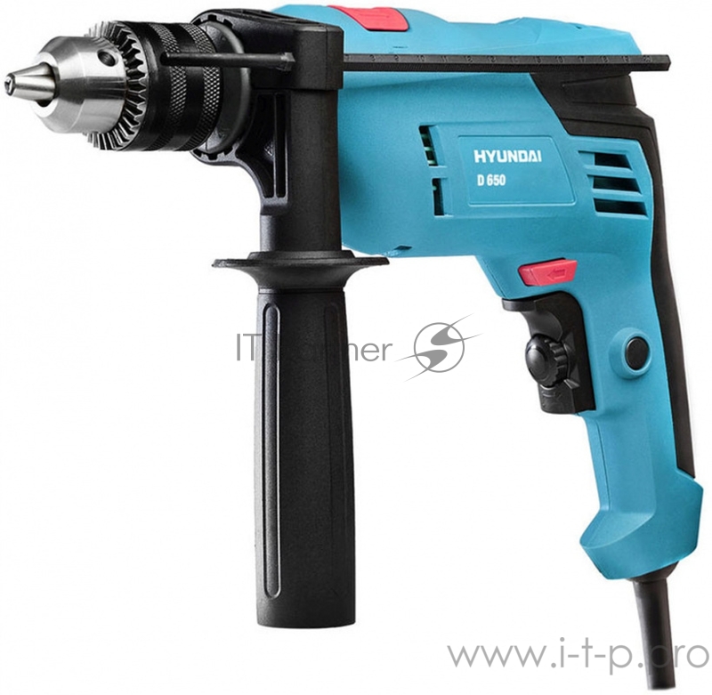 Дрель, Шуруповерт HYUNDAI Дрель ударная D 650 { 650Вт, 0-3000 об/мин, патрон ЗВП, 2 кг + коробка }