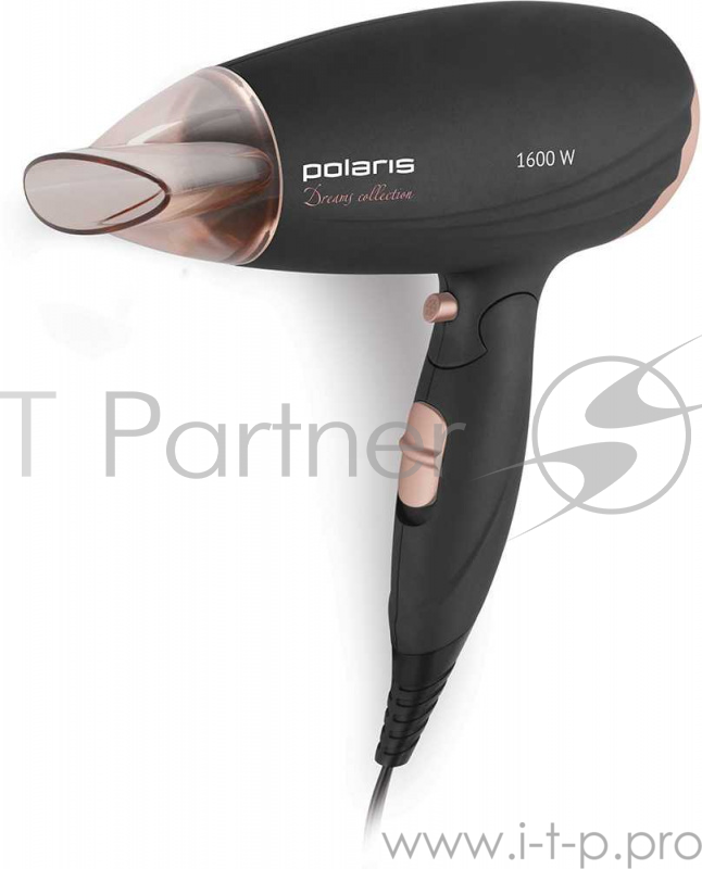 Фен Polaris, PHD 1668T маренго, 1600Вт, 2 режима работы, холодный воздух, концентратор, ионизация, складная ручка, защита от перегрева.