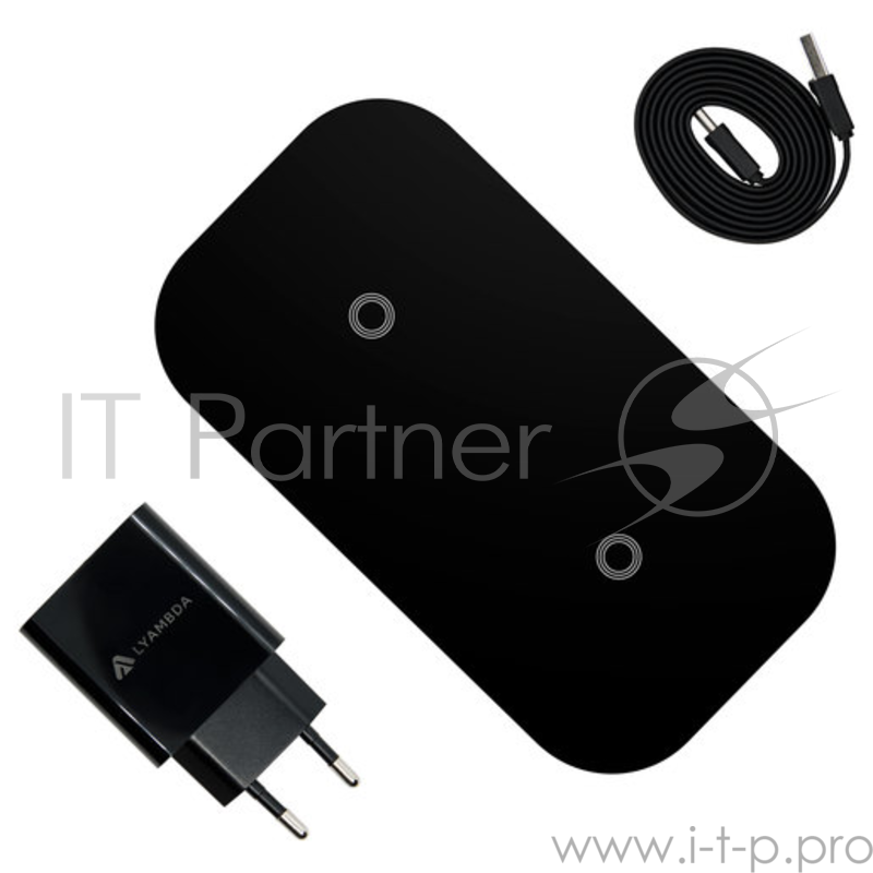 Беспроводное зарядное устройство Lyambda для двух телефонов LNT8-BK. Цвет черный