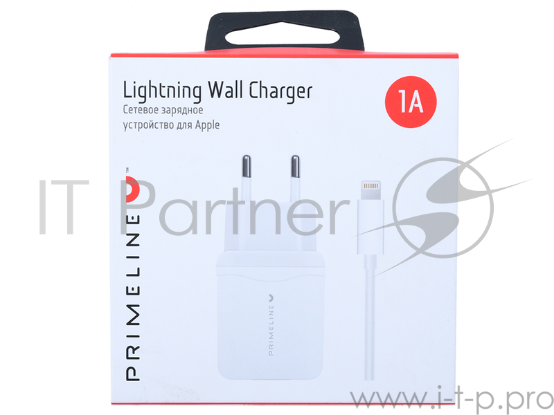 Сетевое зарядное устройство Prime Line 1USB 1A + кабель Apple lightning 8-pin, 1.2 м., белый