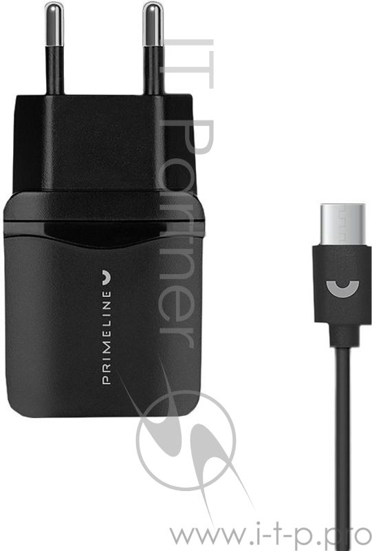 Сетевое зарядное устройство Prime Line 1USB 1A + кабель Type-C, 1.2 м., черный