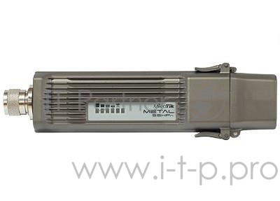 Сетевое оборудование MikroTik RBMetal5SHPn RouterBOARD Metal-5SHPn with 400MHz Atheros CPU, 64MB RAM, 1 LAN, 1 built-in high power 5GHz 802.11a/n wireless, RouterOS L4, metal case, mounting loops, PoE injector, PSU