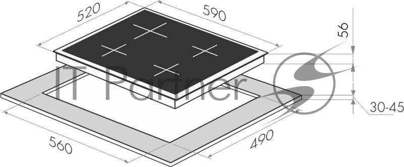 Варочная панель встраиваемая MAUNFELD MVSI59.4HZ-BK черное стекло