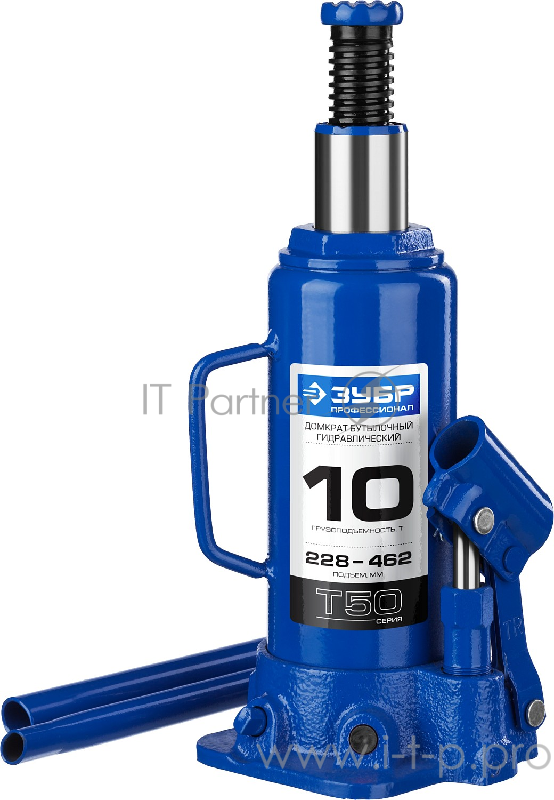 Домкрат ЗУБР 43060-10_z01 гидравлический бутылочный t50 10т 228-462мм профессионал