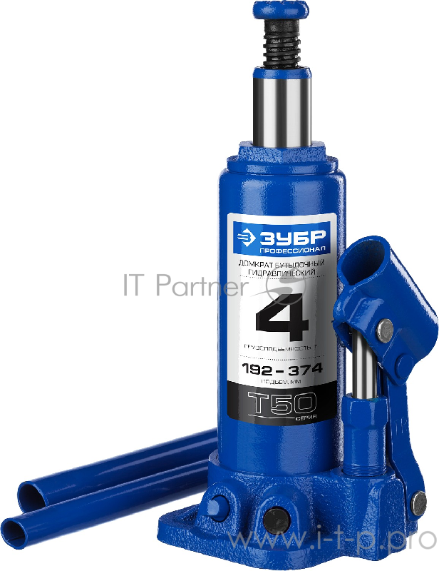 Домкрат ЗУБР 43060-4_z01 гидравлический бутылочный t50 4т 192-374мм профессионал
