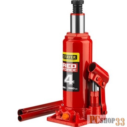 Домкрат STAYER 43160-4_z01 гидравлический бутылочный red force 4т 195-380мм
