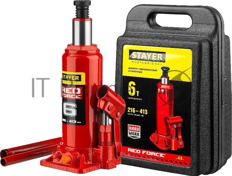 Домкрат STAYER 43160-6-K_z01 гидравлический бутылочный red force 6т 216-413мм в кейсе