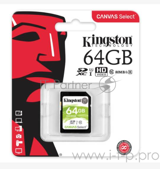 Карта памяти SecureDigital 64Gb Kingston SDS/64GB {SDXC Class 10, UHS-I}