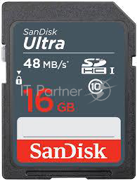 Карта памяти SecureDigital 16Gb SanDisk SDSDUNB-016G-GN3IN {SDHC Class 10, UHS-I}