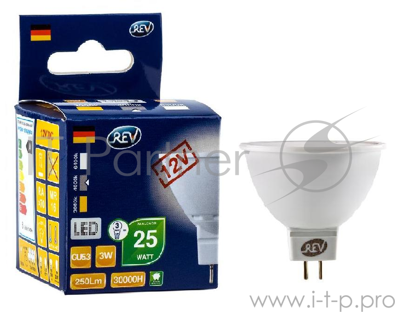 Лампа светодиодная REV RITTER 32370 9 3Вт GU5.3 250лм 4000К холодный свет