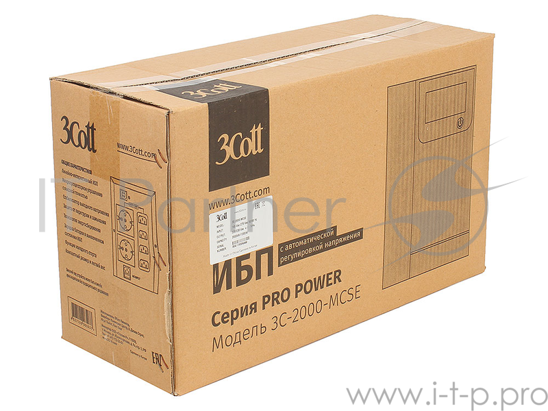 3кот 3Cott ИБП ProPower 3C-2000-MCSE 2000VA/1200W линейно-интерактивный (3-х ступенчатый AVR, выход: 2*Shuko + 4*IEC, USB, ЖК дисплей) {0486775}