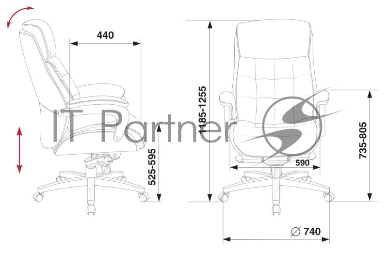 Кресло руководителя Бюрократ _MEGA/BLACK черный кожа крестовина металл