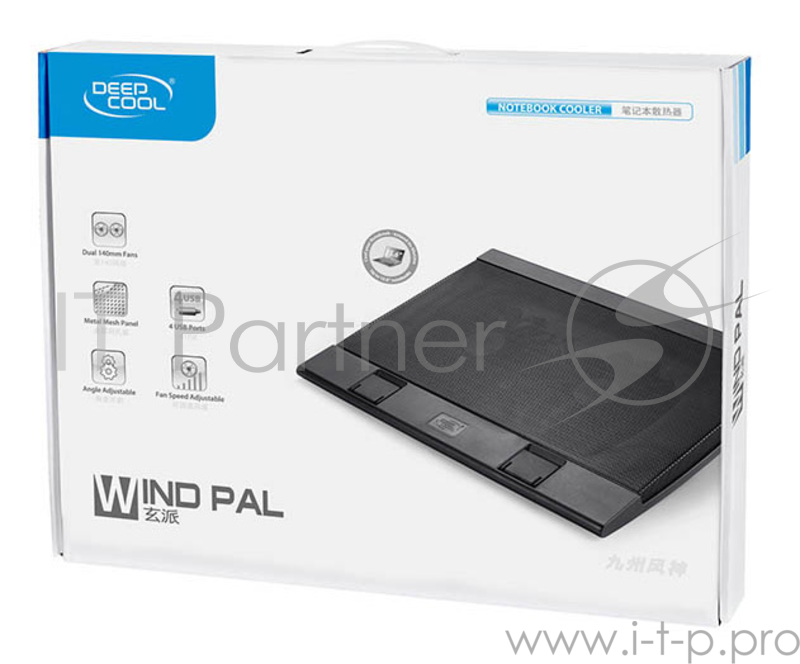 Подставка для ноутбука Deepcool WIND PAL 17 382x262x24mm 22-27dB 4xUSB 793g Fan-control Black