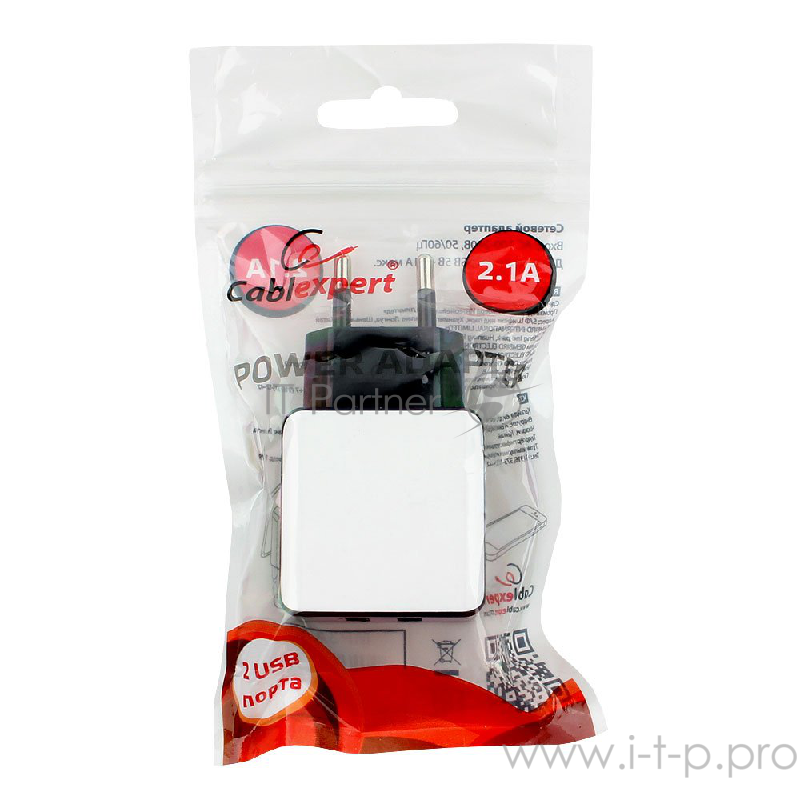 Аксессуар Cablexpert Адаптер питания 100/220V - 5V USB 2 порта, 2.1A. черный (MP3A-PC-14)