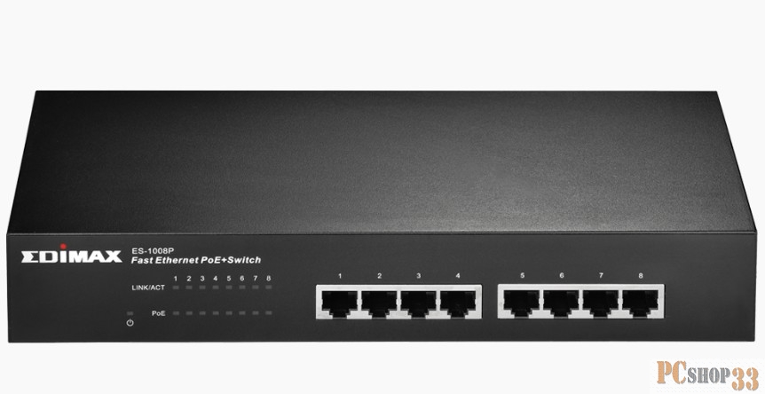 Сетевое оборудование EDIMAX ES-1008P Неуправляемый коммутатор, 8 портов, Ethernet PoE+: 8/8p 10/100, 145W