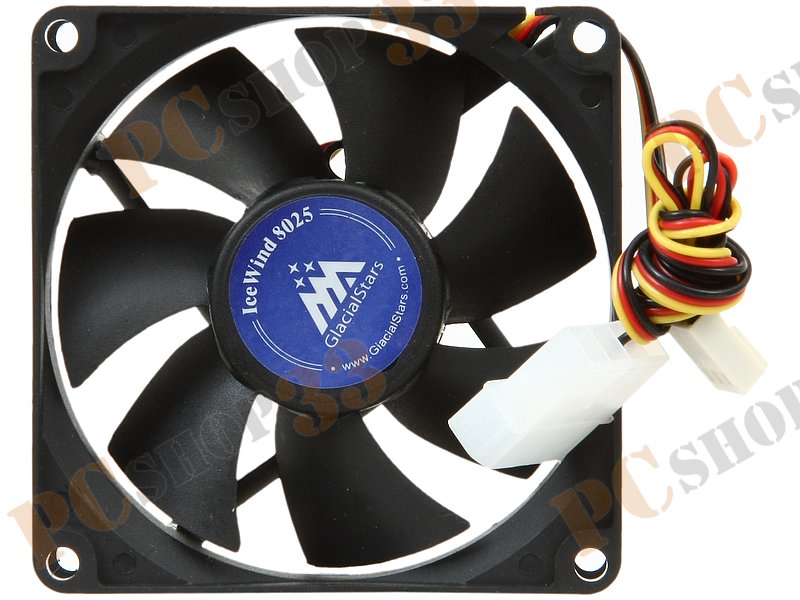 Вентилятор GlacialTech GlacialStars IceWind 8025 d80мм, 1700об./мин. (питание от мат.платы и разъема питания ATA HDD)