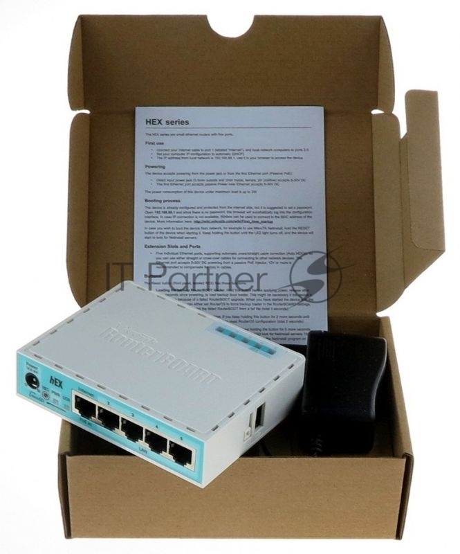 Сетевое оборудование MikroTik RB750Gr3 hEX (RouterOS L4) Гигабитный высокопроизводительный Ethernet роутер with power supply and case 5 port 10/100/1000