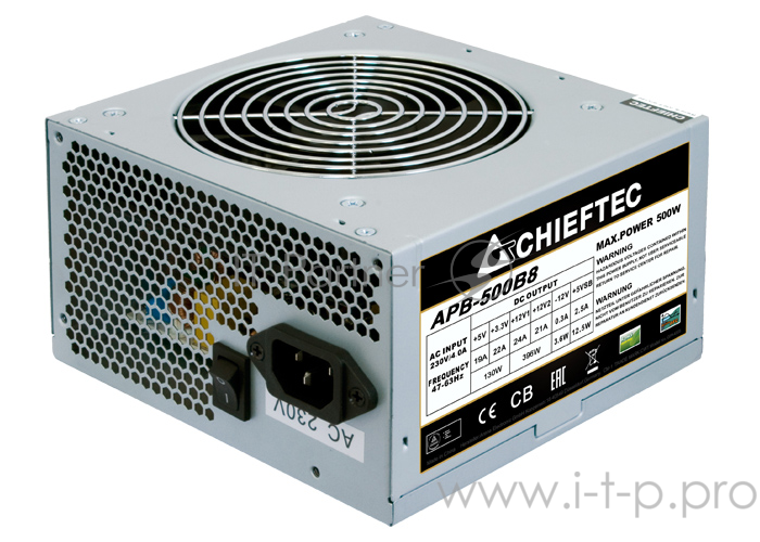 Блок питания Chieftec 500W OEM (APB-500B8) {ATX 2.3, Active PFC, 120mm fan}