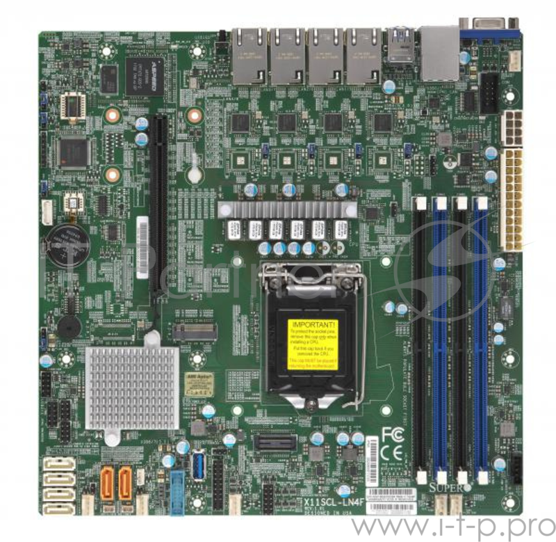 Материнская Плата SuperMicro MBD-X11SCL-LN4F-O Soc-1151 iC242 mATX 4xDDR4 6xSATA3 SATA RAID i210AT 4xGgbEth Ret