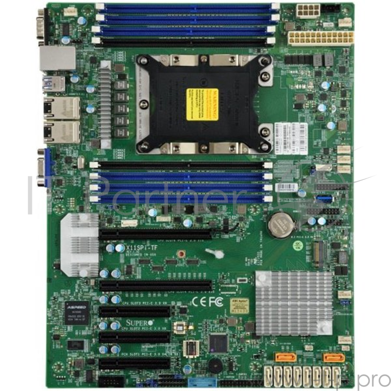 Материнская плата Supermicro MBD-X11SPI-TF-B Xeon Single Socket S3647, 8x 288-pin DDR4 DIMM slots, 2x 10GbE LAN ports, 10x SATA3 (6Gbps) via C622, Bulk