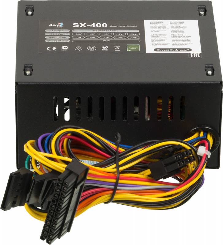 Блок питания Aerocool 400W SX400 { Мощность: 400W, форм-фактор: SFX, размер вентилятора: 80x80 мм, тип разъема для материнской платы: 20+4 pin (SX-400)}
