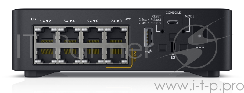 Коммутатор DELL Networking X1008 с веб-интерфейсом, 8 портов 1GbE с питанием от переменного тока или PoE, 3YPSNBD