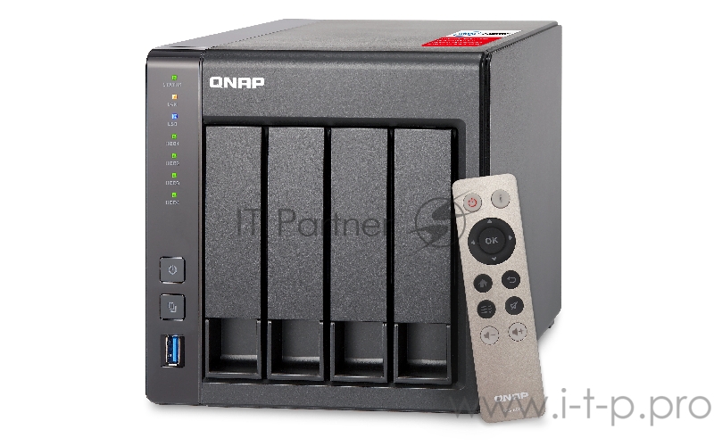 Сетевой накопитель QNAP TS-451+-8G 4 отсека для HDD, HDMI-порт. Intel Celeron J1900 2,0 ГГц, 8ГБ.