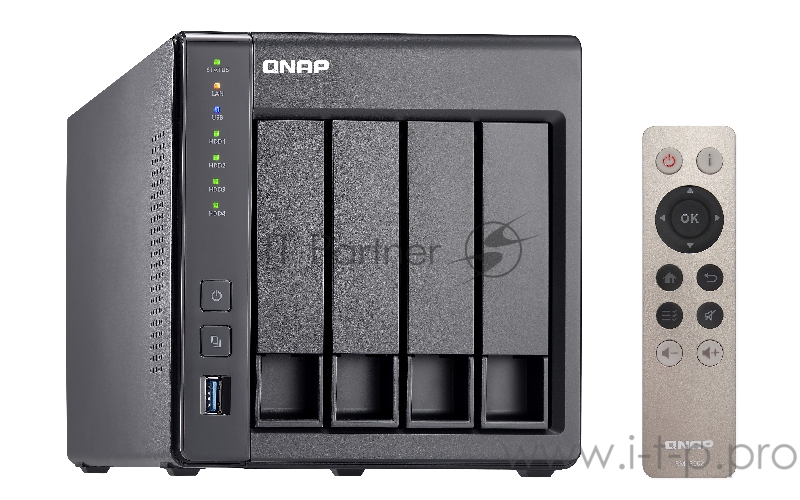 Сетевой накопитель QNAP TS-451+-8G 4 отсека для HDD, HDMI-порт. Intel Celeron J1900 2,0 ГГц, 8ГБ.