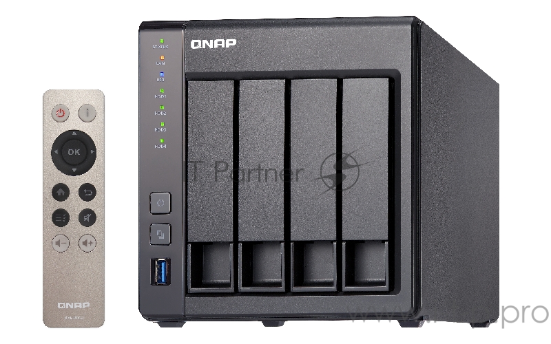 Сетевой накопитель QNAP TS-451+-8G 4 отсека для HDD, HDMI-порт. Intel Celeron J1900 2,0 ГГц, 8ГБ.