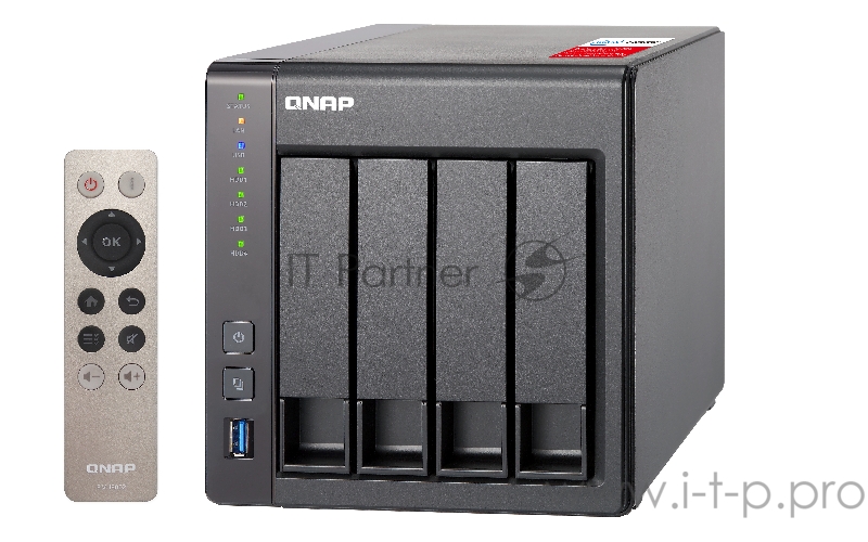 Сетевой накопитель QNAP TS-451+-8G 4 отсека для HDD, HDMI-порт. Intel Celeron J1900 2,0 ГГц, 8ГБ.