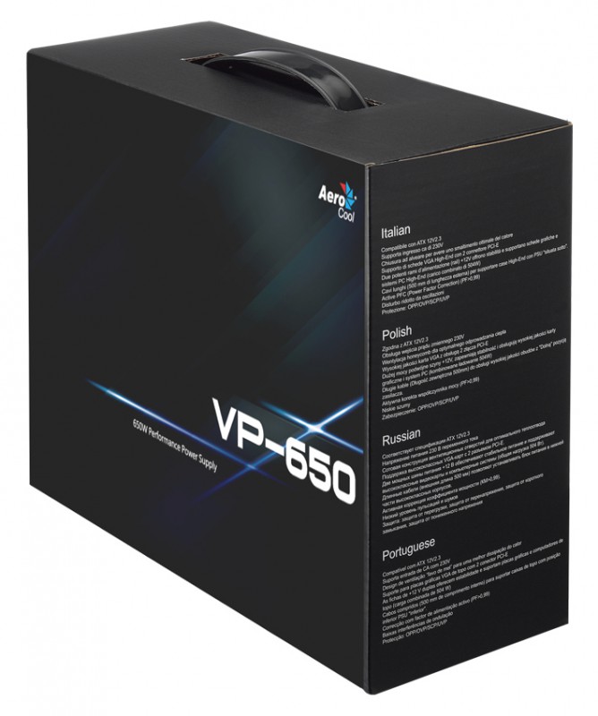 Блок питания Aerocool 650W RTL VP-650 {V2.3/2.4 20/24+4+4/4+6/2+6pin, вентилятор d120mm}