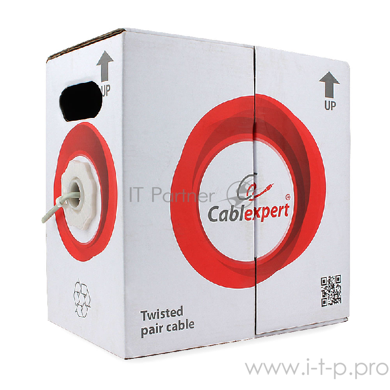 Кабель Cablexpert, UTP5e, 4 пары, 0.48 мм, CCA, однож., 100 м, серый