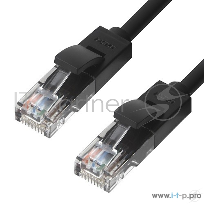 Greenconnect Патч-корд прямой, малодымный LSZH 5.0m UTP кат.5e, черный, 24 AWG, литой, ethernet high speed 1 Гбит/с, RJ45, T568B, GCR-50677(GCR-50677)
